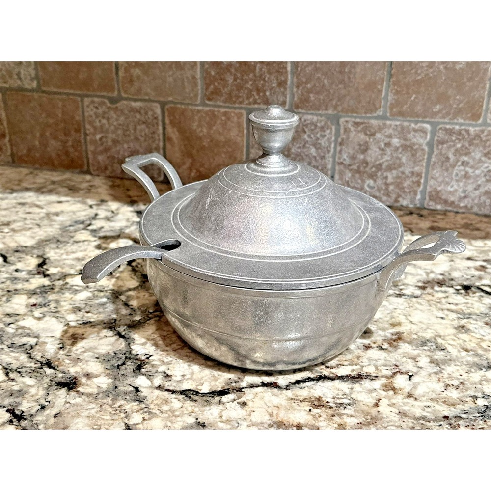 Vintage Pewter Covered Soup Tureen Ladle‎ Casserole Wilton Columbia PA